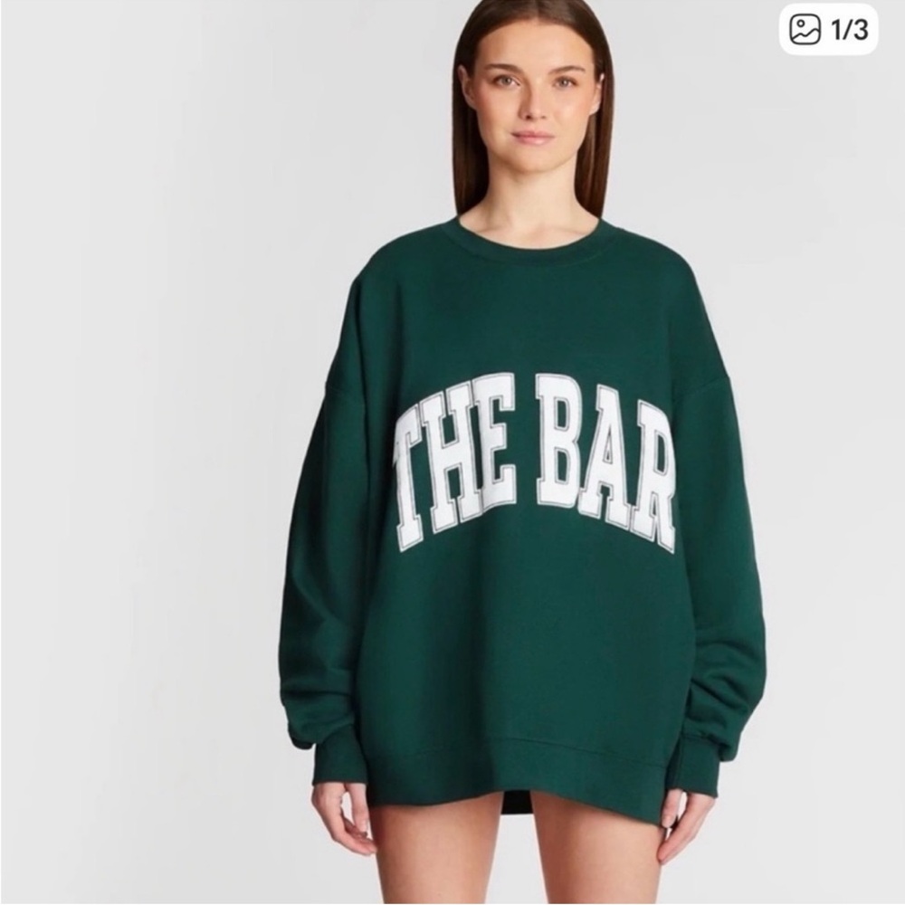 The Bar Forest Green Oversized Sweatshirt with White Lettering